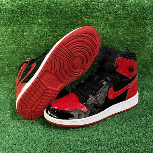 Jordan 1 High Patent Bred (Size 6)